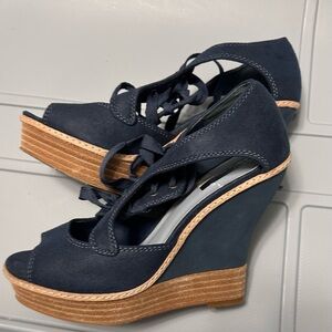 Halogen Navy Wedge Sandals